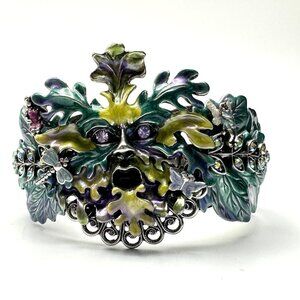 Kirk's Folly Enchanted Forest Green Man Clamper—Collectible Enamel Bracelet—NWOT